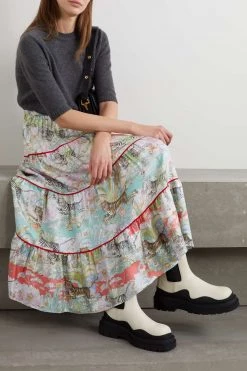 GUCCI Chinese New Year Midirock Aus Bedrucktem Seiden-Twill ,Grün -Gucci Verkäufe w920 q60 1522