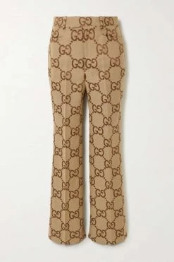 GUCCI Hose Mit Geradem Bein Aus Canvas Aus Einer Baumwollmischung Mit Jacquard-Muster Und Falten ,Camel