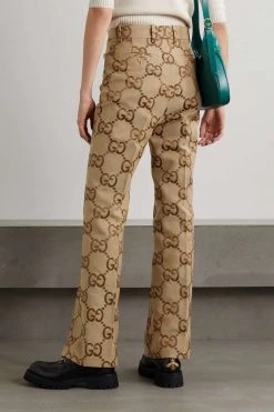 GUCCI Hose Mit Geradem Bein Aus Canvas Aus Einer Baumwollmischung Mit Jacquard-Muster Und Falten ,Camel -Gucci Verkäufe w920 q60 1525