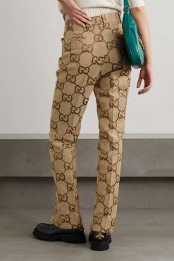 GUCCI Hose Mit Geradem Bein Aus Canvas Aus Einer Baumwollmischung Mit Jacquard-Muster Und Falten ,Camel -Gucci Verkäufe w920 q60 1527