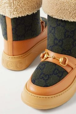 GUCCI Schneestiefel Aus Filz Mit Logomuster, Horsebit-Detail Und Besätzen Aus Shearling Und Leder ,Braun -Gucci Verkäufe w920 q60 1538