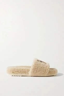 GUCCI + The North Face Sideline Pantoletten Aus Shearling Mit Logoapplikation ,Beige -Gucci Verkäufe w920 q60 1543