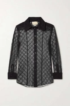 GUCCI Spitzenhemd Aus Einer Baumwollmischung ,Schwarz