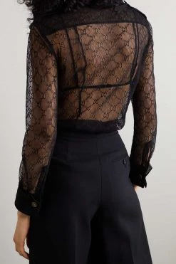 GUCCI Spitzenhemd Aus Einer Baumwollmischung ,Schwarz -Gucci Verkäufe w920 q60 1547