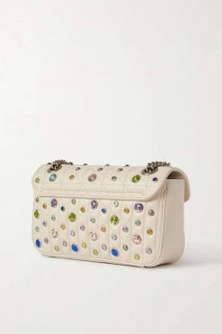 GUCCI GG Marmont 2.0 Kleine Schultertasche Aus Gestepptem Leder Mit Kristallen ,Weiß -Gucci Verkäufe w920 q60 1564