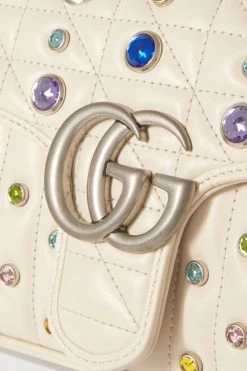GUCCI GG Marmont 2.0 Kleine Schultertasche Aus Gestepptem Leder Mit Kristallen ,Weiß -Gucci Verkäufe w920 q60 1565