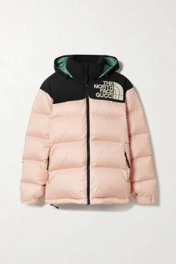 GUCCI + The North Face Daunenjacke Aus Gestepptem Shell Mit Kapuze Und Stickerei ,Pink