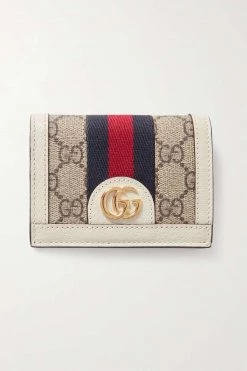 GUCCI Ophidia Bedruckter Beutel Aus Beschichtetem Canvas Mit Besätzen Aus Strukturiertem Leder ,Weiß