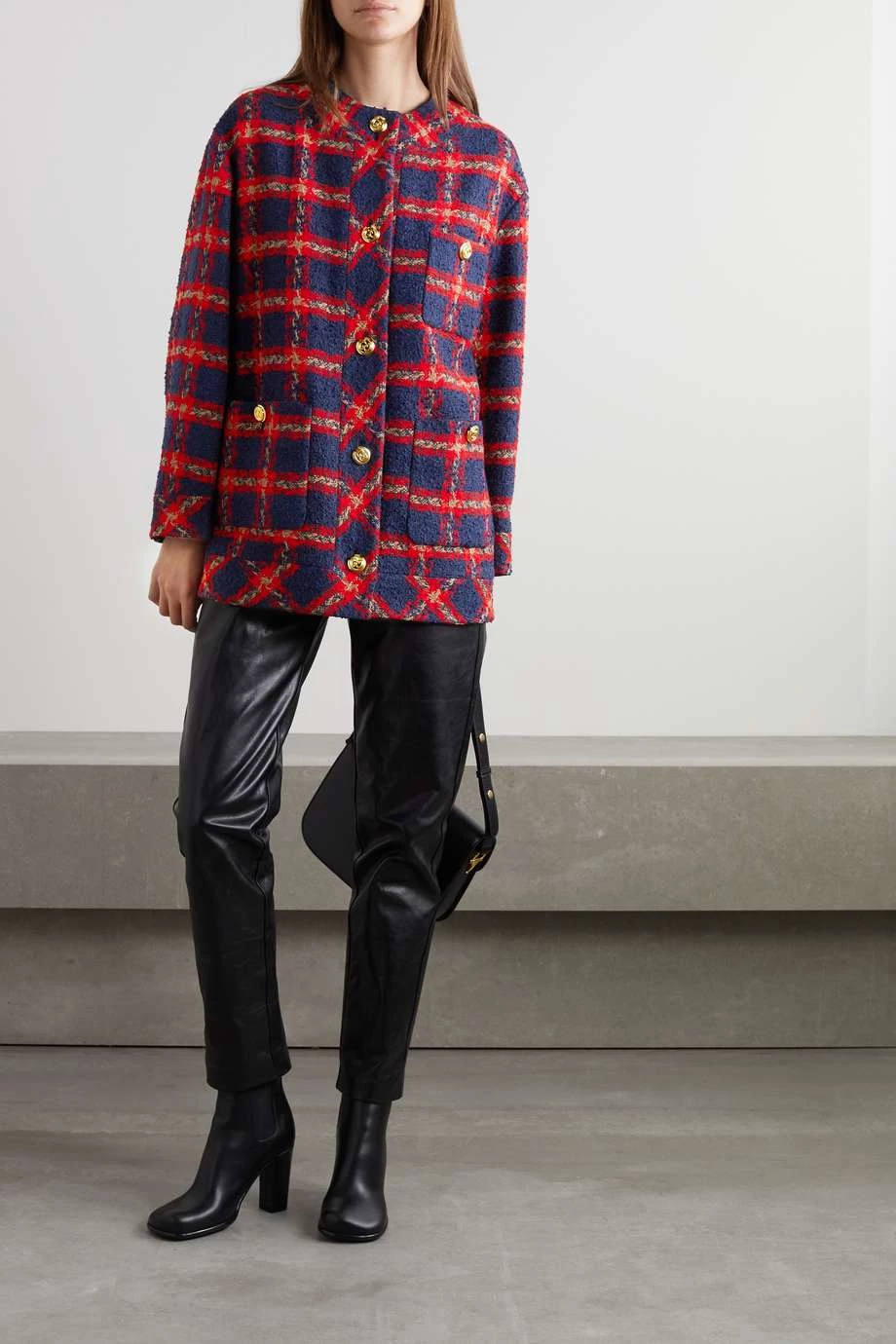 GUCCI Jacke Aus Kariertem Tweed ,Schwarz 5 GUCCI Jacke Aus Kariertem Tweed ,Schwarz – Bild 5