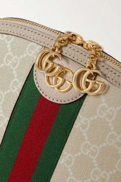 GUCCI Ophidia Bedruckte Schultertasche Aus Beschichtetem Canvas Mit Besätzen Aus Strukturiertem Leder ,Beige -Gucci Verkäufe w920 q60 163