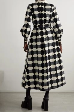 GUCCI Aria Midi-Hemdblusenkleid Aus Faille Aus Einer Baumwollmischung Mit Print Und Gürtel ,Elfenbein -Gucci Verkäufe w920 q60 1630