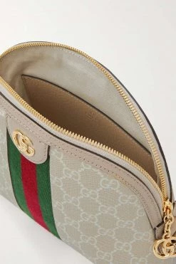 GUCCI Ophidia Bedruckte Schultertasche Aus Beschichtetem Canvas Mit Besätzen Aus Strukturiertem Leder ,Beige -Gucci Verkäufe w920 q60 164