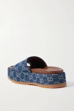 GUCCI Angelina Pantoletten Aus Bio-Denim Mit Logomuster Und Plateau ,Blau -Gucci Verkäufe w920 q60 1641