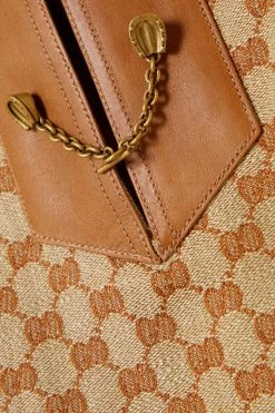 GUCCI Kaftan Aus Canvas Aus Einer Leinenmischung Mit Jacquard-Muster Und Lederbesätzen ,Beige -Gucci Verkäufe w920 q60 1647