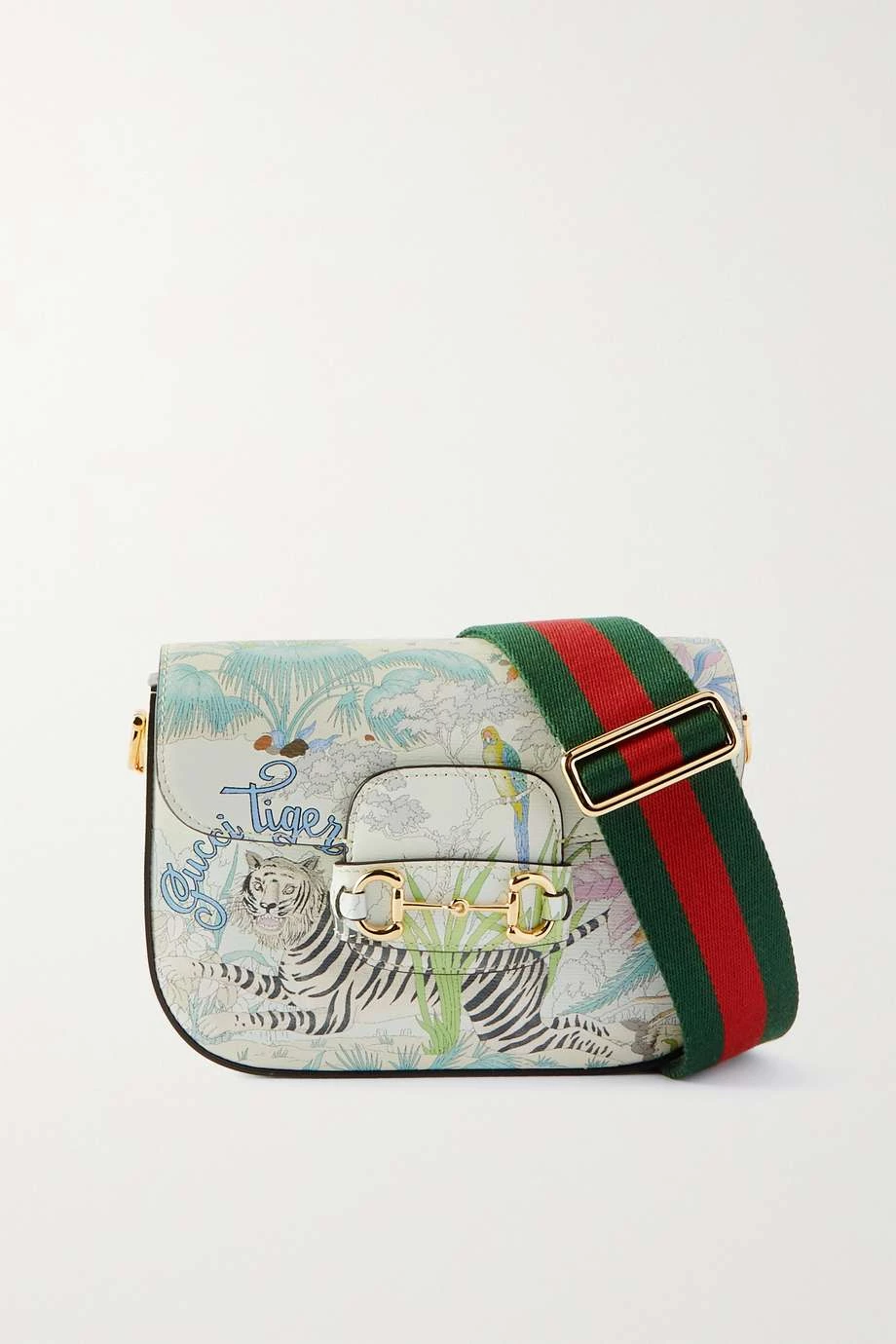 GUCCI Horsebit 1955 Mini Schultertasche Aus Bedrucktem Leder ,Weiß 1 GUCCI Horsebit 1955 Mini Schultertasche Aus Bedrucktem Leder ,Weiß