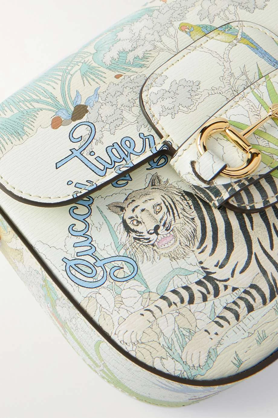 GUCCI Horsebit 1955 Mini Schultertasche Aus Bedrucktem Leder ,Weiß 4 GUCCI Horsebit 1955 Mini Schultertasche Aus Bedrucktem Leder ,Weiß – Bild 4