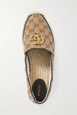 GUCCI Pilar Verzierte Espadrilles Aus Canvas Mit Logomuster Und Lederbesatz ,Beige -Gucci Verkäufe w920 q60 1674