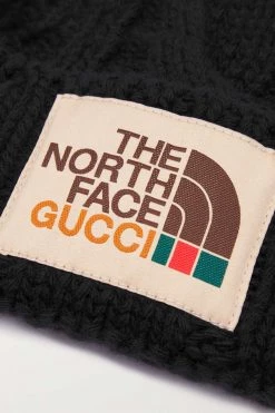 GUCCI + The North Face Beanie Aus Wolle In Zopfstrick Mit Applikation ,Schwarz -Gucci Verkäufe w920 q60 1677