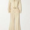 GUCCI Zweifarbiger Jumpsuit Aus Woll-Crêpe Mit Gürtel ,Creme
