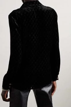 GUCCI Hemd Aus Devoré-Samt ,Schwarz -Gucci Verkäufe w920 q60 1734