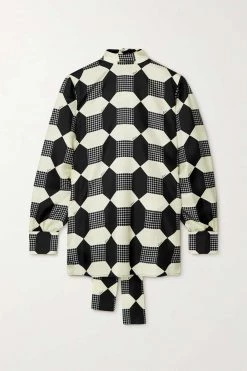 GUCCI Schluppenbluse Aus Bedrucktem Seiden-Twill ,Elfenbein