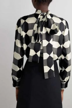 GUCCI Schluppenbluse Aus Bedrucktem Seiden-Twill ,Elfenbein -Gucci Verkäufe w920 q60 1744