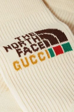 GUCCI + The North Face Gerippte Socken Aus Einer Baumwollmischung Mit Jacquard-Motiv ,Elfenbein -Gucci Verkäufe w920 q60 1755