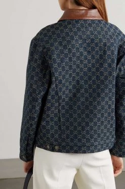 GUCCI Jacke Aus Denim Mit Jacquard-Muster Und Besätzen Aus Leder Mit Eidechseneffekt ,Blau -Gucci Verkäufe w920 q60 1764