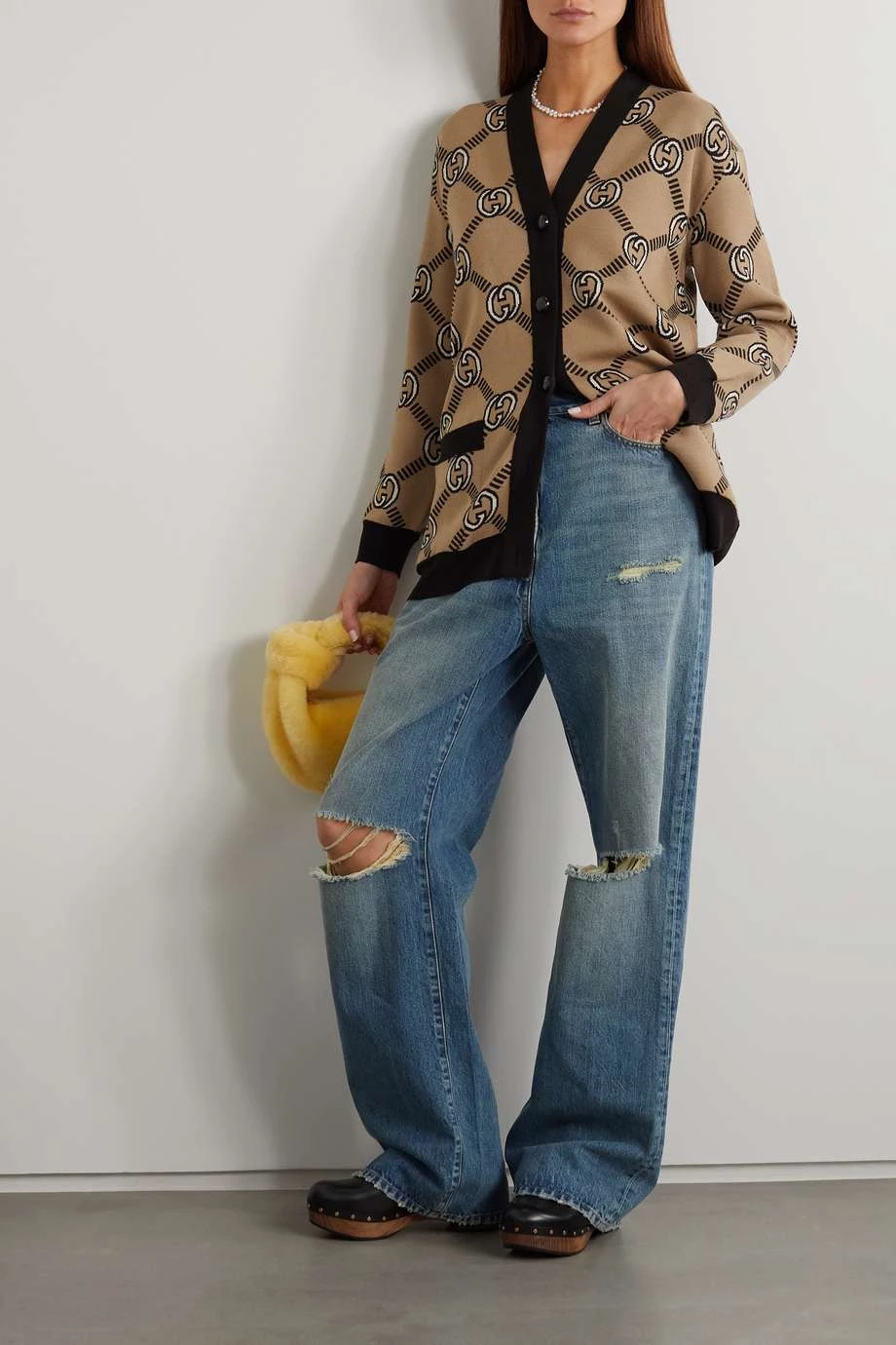 GUCCI Wendbarer Cardigan Aus Einer Wollmischung Mit Jacquard-Muster ,Beige 2 GUCCI Wendbarer Cardigan Aus Einer Wollmischung Mit Jacquard-Muster ,Beige – Bild 2