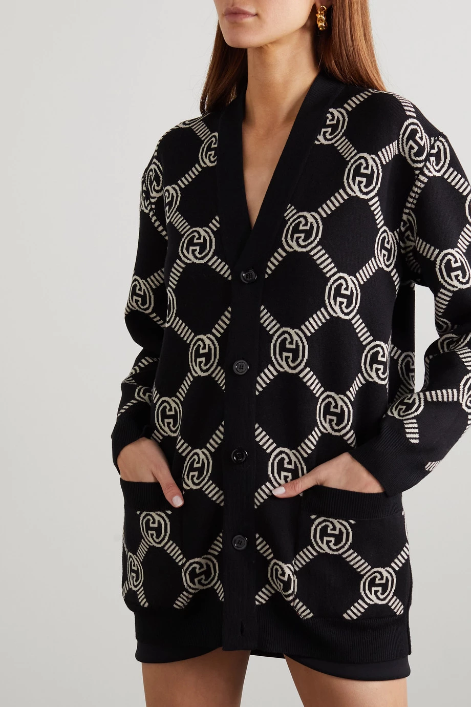 GUCCI Wendbarer Cardigan Aus Einer Wollmischung Mit Jacquard-Muster ,Creme 6 GUCCI Wendbarer Cardigan Aus Einer Wollmischung Mit Jacquard-Muster ,Creme – Bild 6