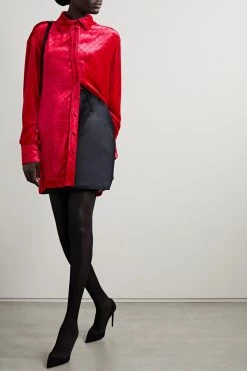 GUCCI Hemd Aus Devoré-Samt ,Rot -Gucci Verkäufe w920 q60 1785