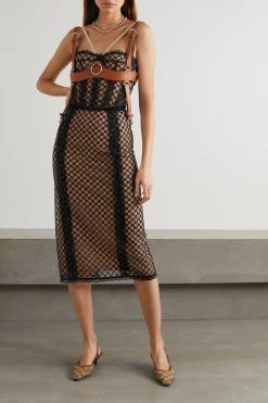 GUCCI Aria Midirock Aus Besticktem Tüll Aus Einer Baumwollmischung Mit Besätzen Aus Satin Und Spitze ,Schwarz -Gucci Verkäufe w920 q60 1792