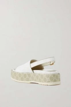 GUCCI Angelina Slingback-Sandalen Aus Bedrucktem, Beschichtetem Canvas Mit Plateau ,Weiß -Gucci Verkäufe w920 q60 180