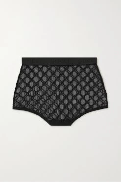GUCCI Aria Höschen Aus Besticktem Tüll ,Schwarz