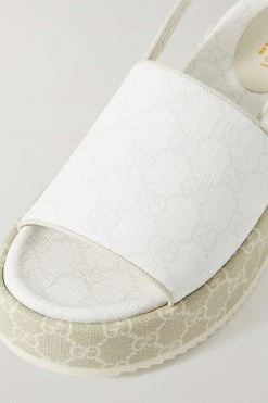 GUCCI Angelina Slingback-Sandalen Aus Bedrucktem, Beschichtetem Canvas Mit Plateau ,Weiß -Gucci Verkäufe w920 q60 181