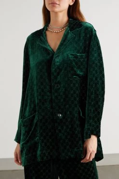 GUCCI Oversized-Hemd Aus Devoré-Samt ,Grün -Gucci Verkäufe w920 q60 1822