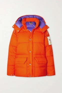 GUCCI + The North Face Daunenjacke Aus Gestepptem Shell Mit Print Und Kapuze ,Orange