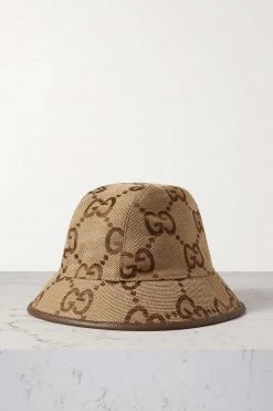 GUCCI Fischerhut Aus Canvas Aus Einer Baumwollmischung Mit Jacquard-Muster ,Camel