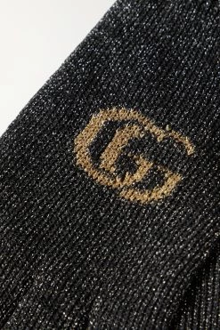 GUCCI Handschuhe Aus Metallic-Intarsienstrick ,Schwarz -Gucci Verkäufe w920 q60 1854