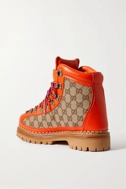 GUCCI + The North Face Schnürstiefel Aus Leder Und Canvas Mit Jacquard-Muster Und Logostickerei ,Beige -Gucci Verkäufe w920 q60 1857