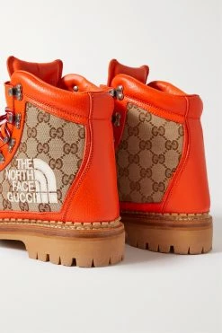 GUCCI + The North Face Schnürstiefel Aus Leder Und Canvas Mit Jacquard-Muster Und Logostickerei ,Beige -Gucci Verkäufe w920 q60 1858