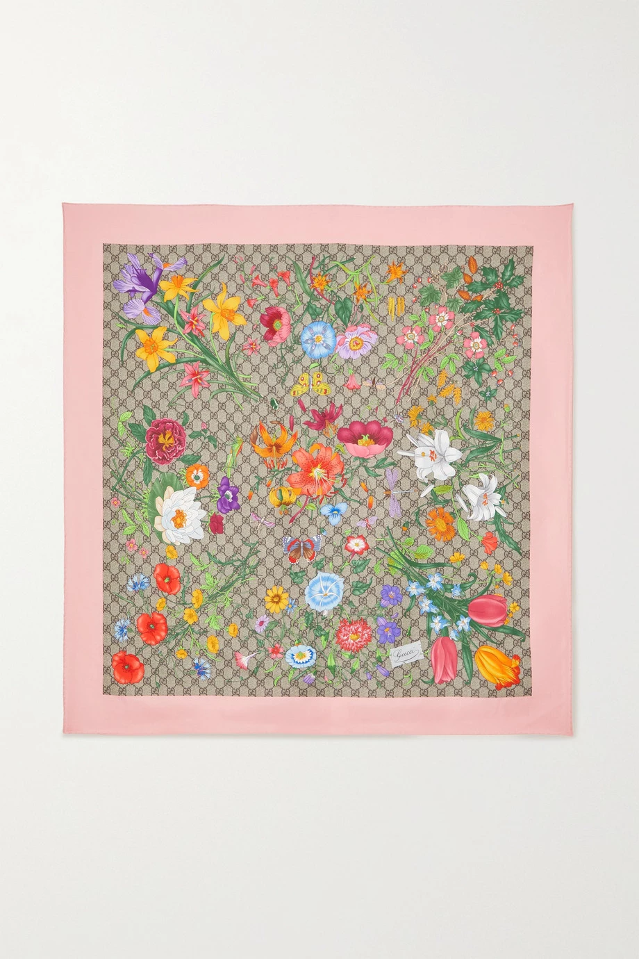 GUCCI Tuch Aus Bedrucktem Seiden-Twill ,Beige 1 GUCCI Tuch Aus Bedrucktem Seiden-Twill ,Beige