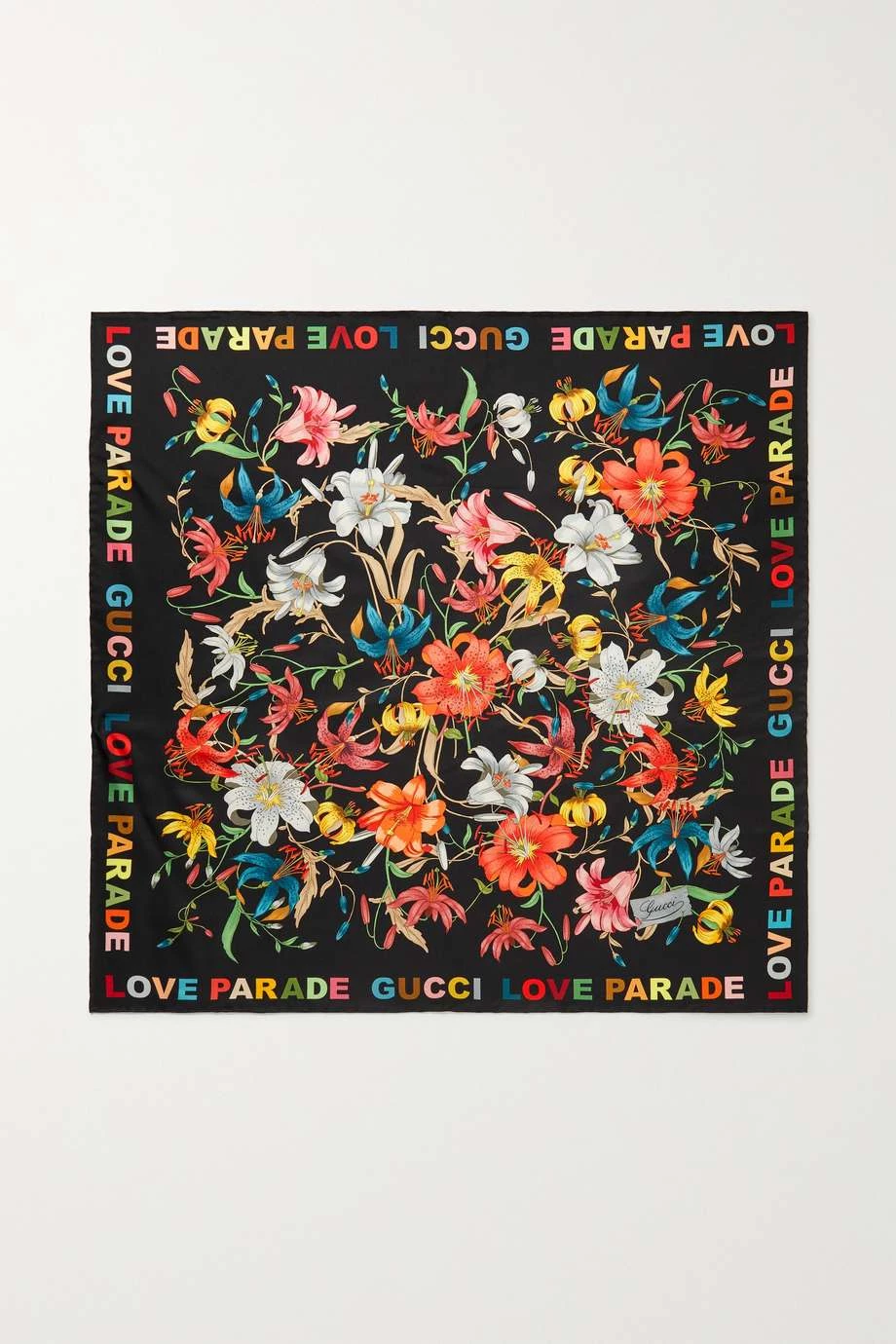 GUCCI Love Parade Tuch Aus Bedrucktem Seiden-Twill ,Schwarz 1 GUCCI Love Parade Tuch Aus Bedrucktem Seiden-Twill ,Schwarz