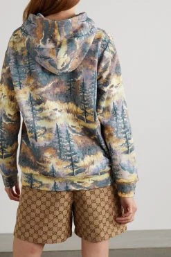 GUCCI + The North Face Hoodie Aus Bedrucktem Baumwoll-Jersey ,Grün -Gucci Verkäufe w920 q60 1869