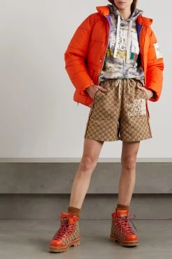 GUCCI + The North Face Hoodie Aus Bedrucktem Baumwoll-Jersey ,Grün -Gucci Verkäufe w920 q60 1871