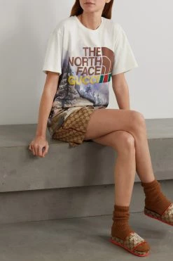 GUCCI + The North Face T-Shirt Aus Baumwoll-Jersey Mit Print ,Grün -Gucci Verkäufe w920 q60 1886