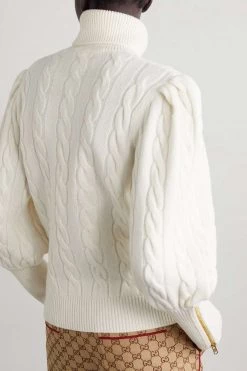 GUCCI + The North Face Rollkragenpullover Aus Wolle In Zopfstrick Mit Stickerei ,Elfenbein 9 GUCCI + The North Face Rollkragenpullover Aus Wolle In Zopfstrick Mit Stickerei ,Elfenbein -Gucci Verkäufe w920 q60 1893