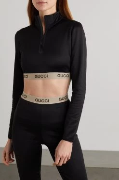GUCCI + The North Face Verkürztes Sweatshirt Aus Technischem Jersey Aus Einer Baumwollmischung ,Schwarz -Gucci Verkäufe w920 q60 1898