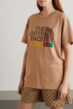 GUCCI + The North Face T-Shirt Aus Baumwoll-Jersey Mit Print ,Camel -Gucci Verkäufe w920 q60 1904