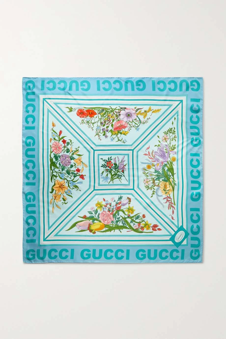 GUCCI Tuch Aus Bedrucktem Seiden-Twill ,Blau 1 GUCCI Tuch Aus Bedrucktem Seiden-Twill ,Blau